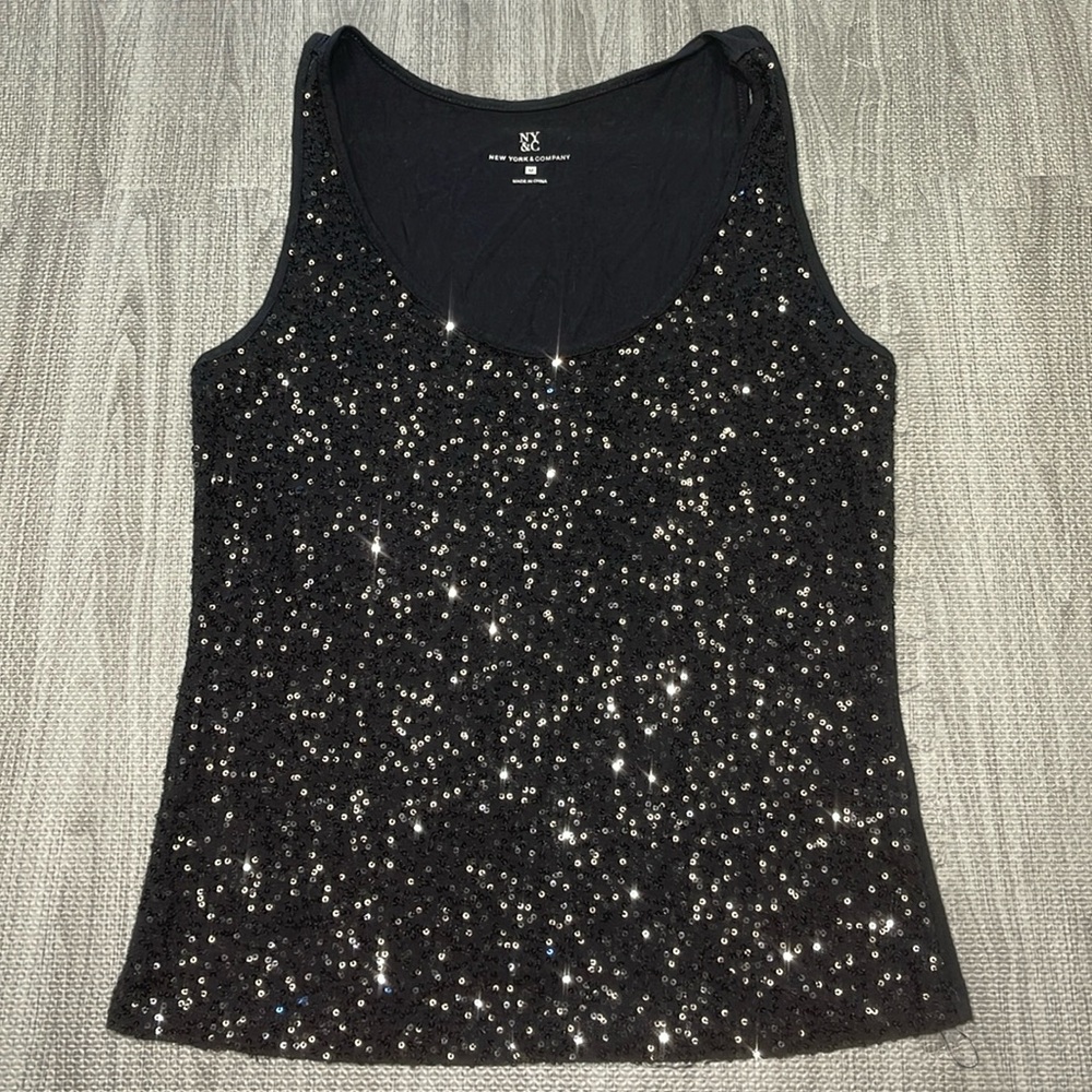 New York & Company Black Sequin Tank - Women’s Size M